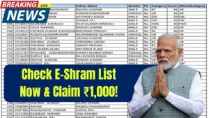 E-Shram Card List: Is Your Name on the Latest E-Shram List? Check Now to Claim ₹1,000!