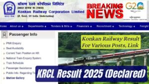 KRCL Result 2025 (Declared): Konkan Railway Result For Various Posts, Link