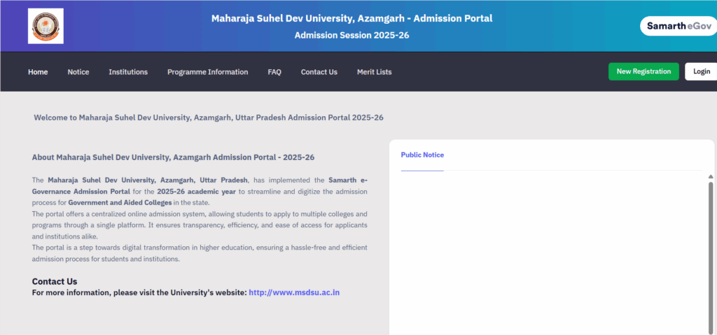 Apply for MSDSU Azamgarh UG/PG Courses 2025 – Online Form Available 2 Access the Samarth Portal Securely