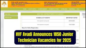 Heavy Vehicles Factory Avadi Announces 1850 Junior Technician Vacancies for 2025