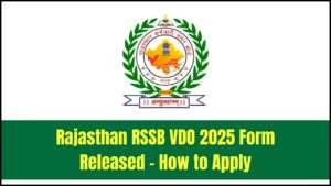 Rajasthan RSSB VDO 2025 Online Form Released — Here’s How to Apply